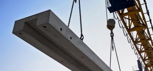 View of crane work with concrete